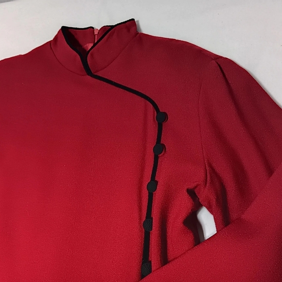 EVAN-PICONE 💯 Wool Brilliant Red long-sleeved Midi Dress. Ladies size 12 - Picture 7 of 10
